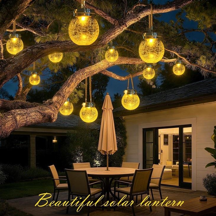 Crackle Glass LED Ball Garden Lights Solar Powered Lanterns factory